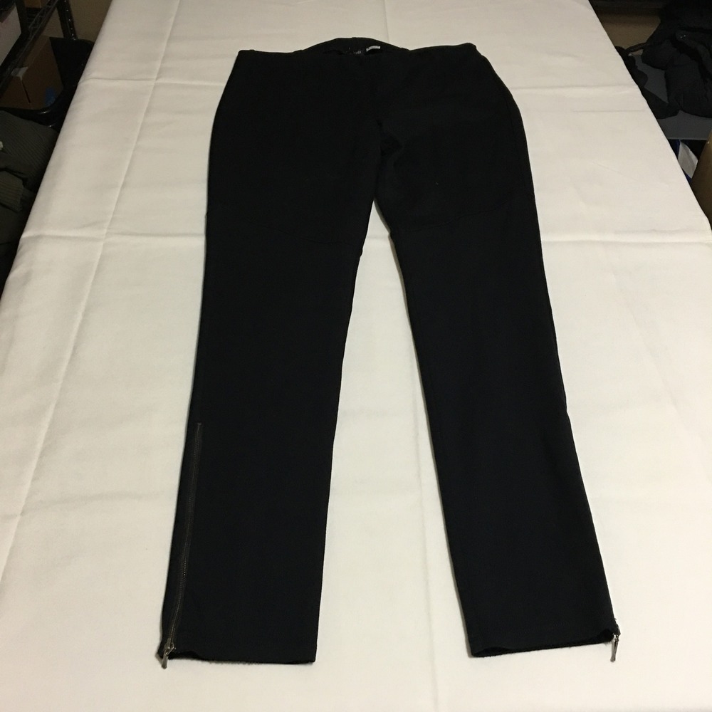 Eileen Fisher Ankle Zip Leggings Women Medium Black Stretch Ponte Slim Fit